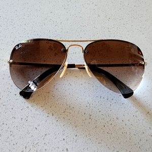 Ray-Ban RB3449 Aviator Gold Frame Brown Lenses